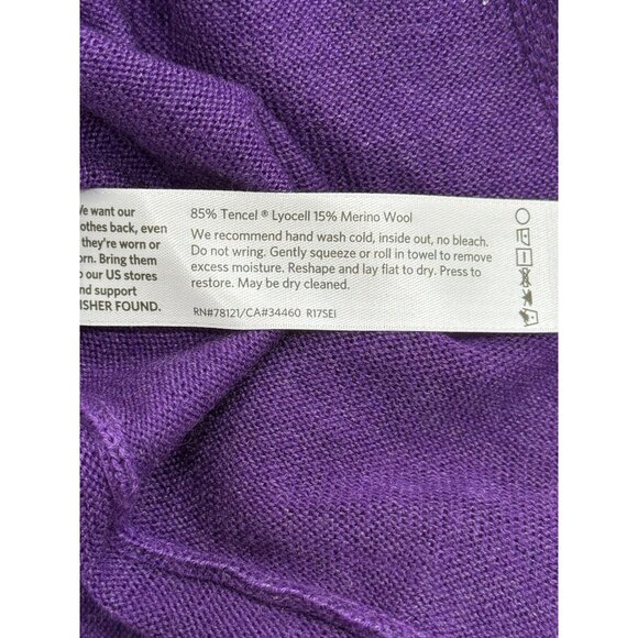 Eileen Fisher Purple Long Sleeve Tunic Knit Top Tencel Merino Wool Womens Size L - Picture 5 of 7
